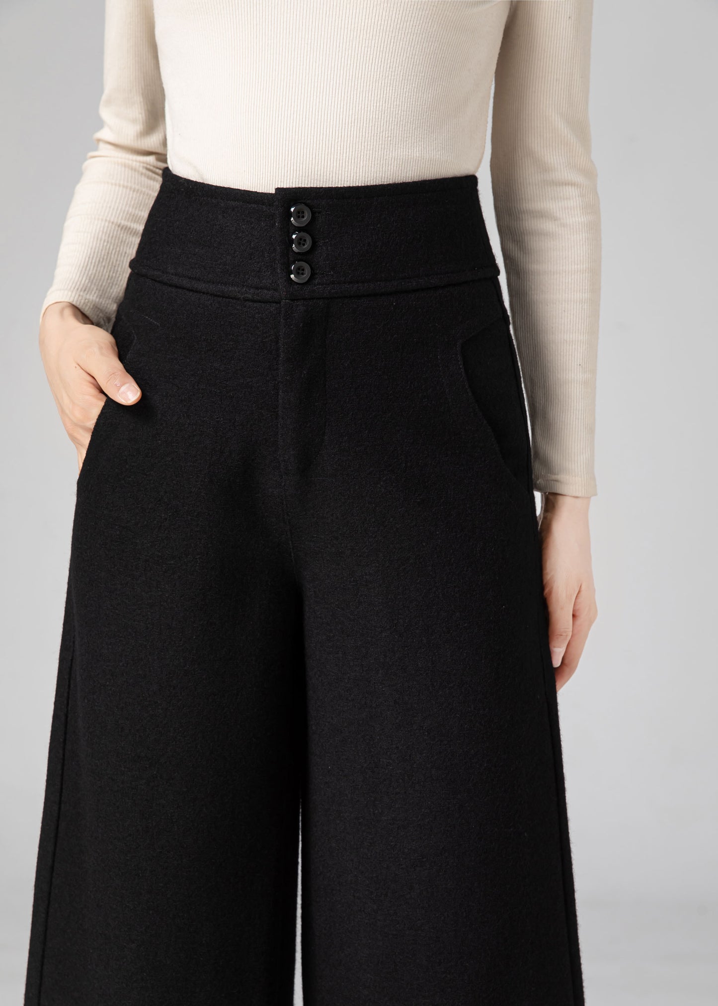 Palazzo Pants Women, Womens Pants, Wide Leg Wool Pants C3591
