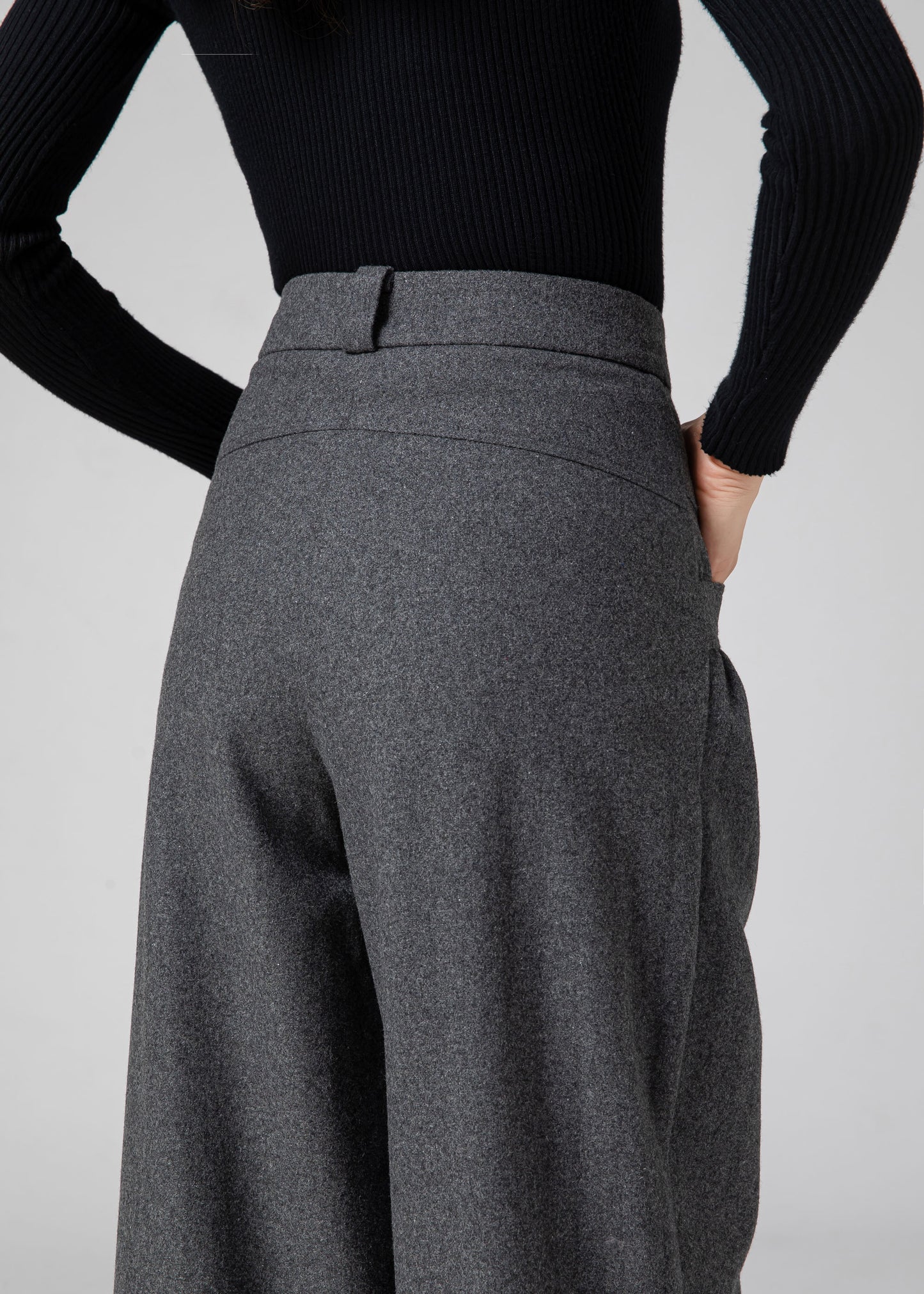 Wool Baggy Pants Women, Tapered Pants C3593