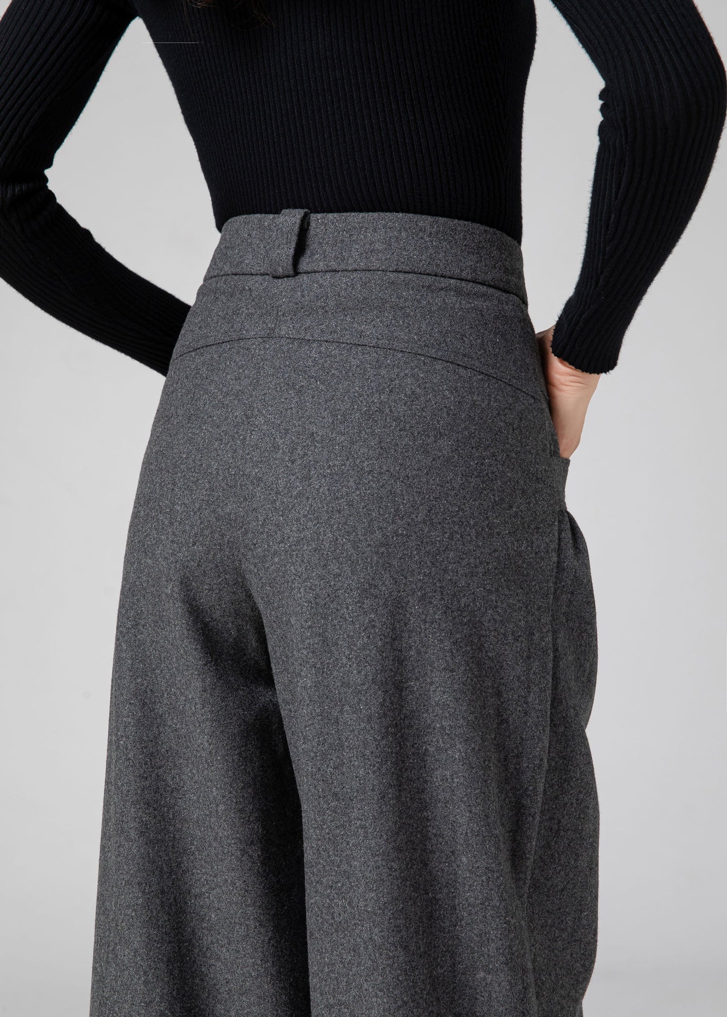 Wool Baggy Pants Women, Tapered Pants C3593