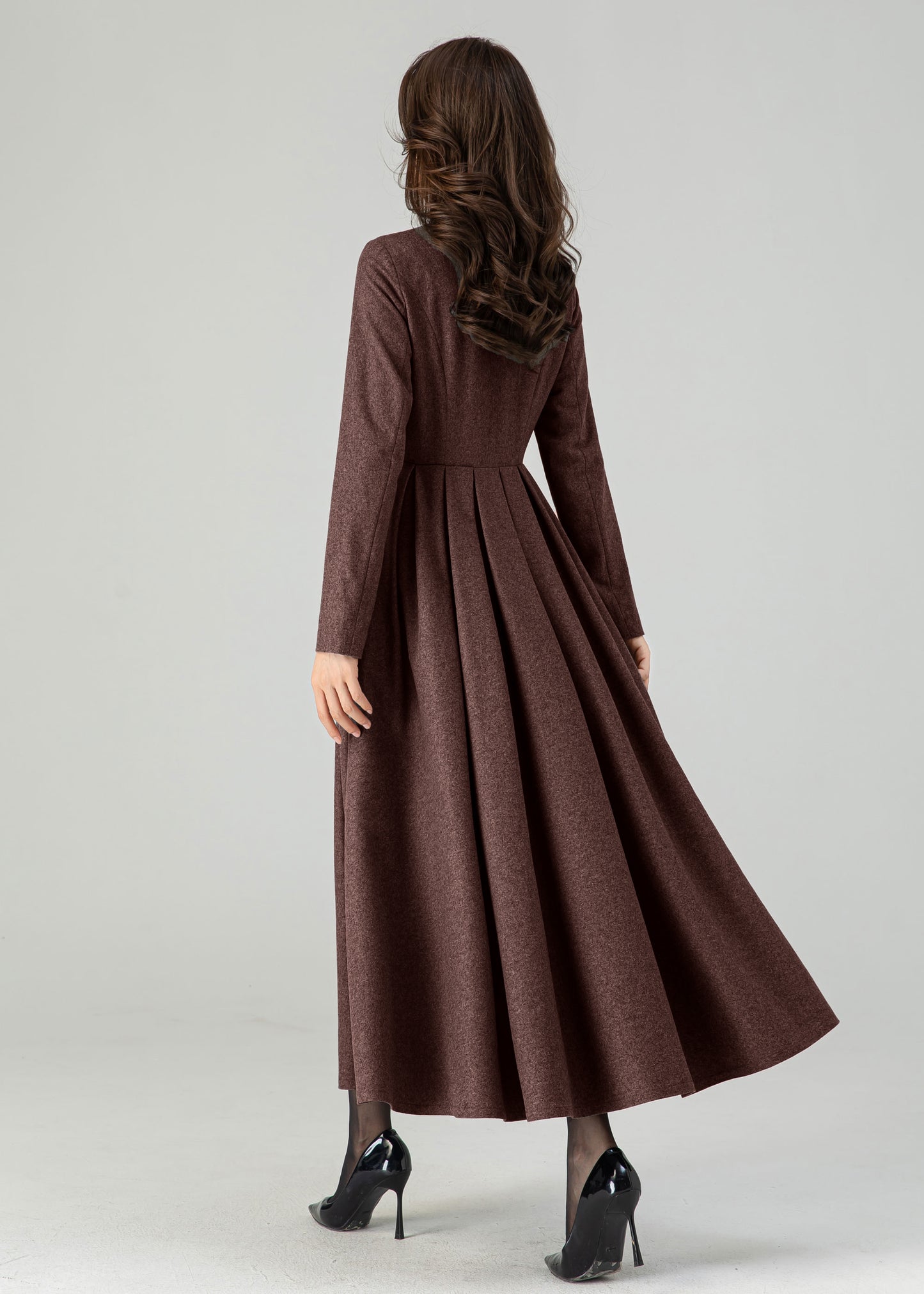 Coffee Midi Button Front Dress Women C4517