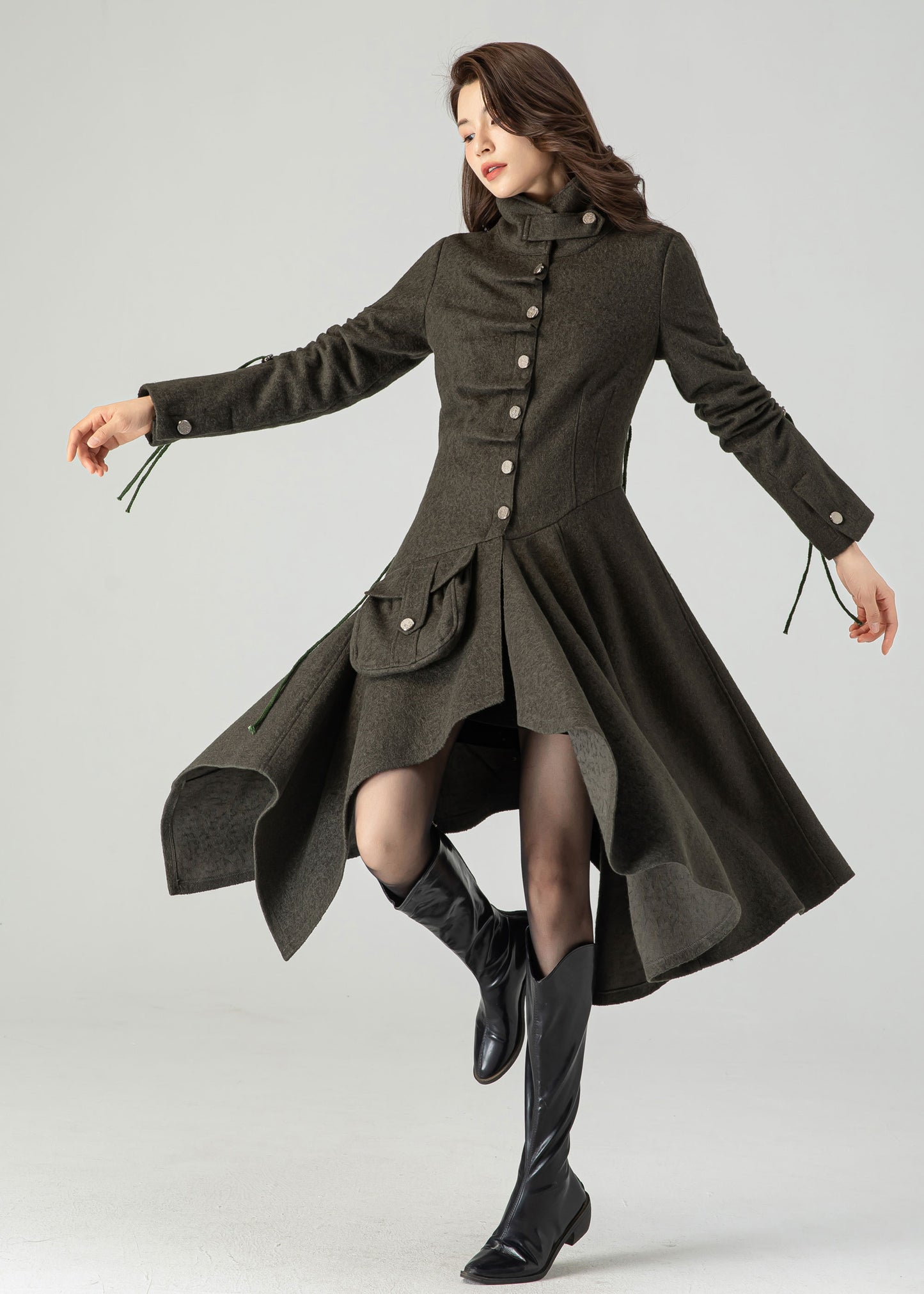 Asymmetrical Winter Wool Coat for Women C3621