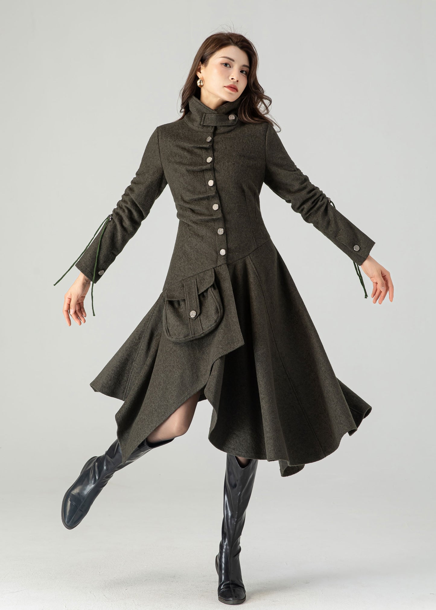Asymmetrical Winter Wool Coat for Women C3621