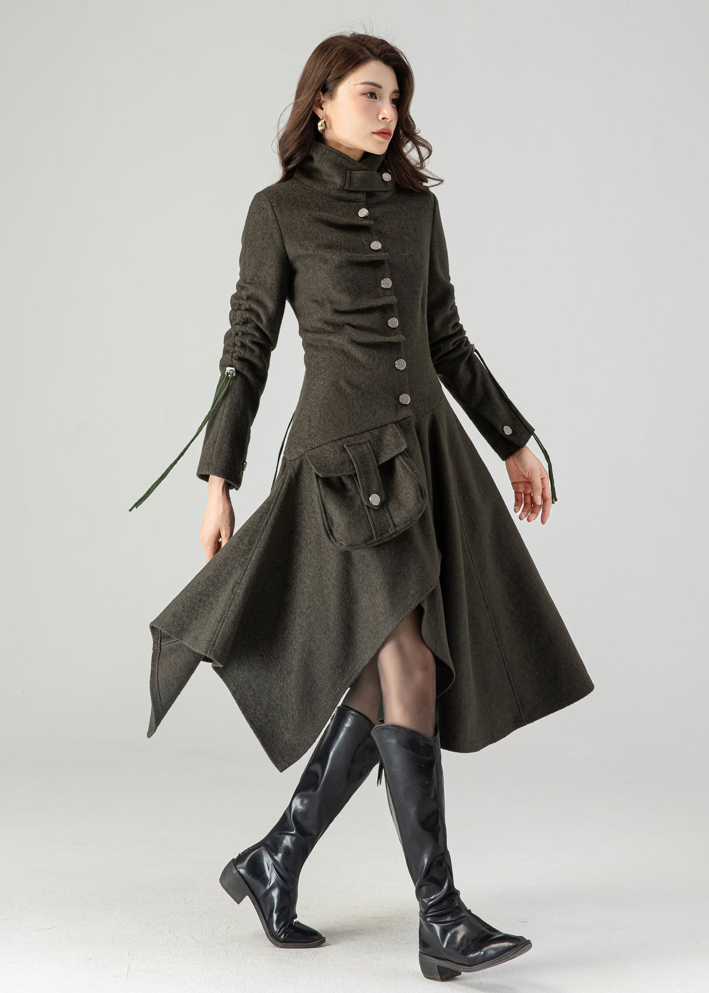 Asymmetrical Winter Wool Coat for Women C3621