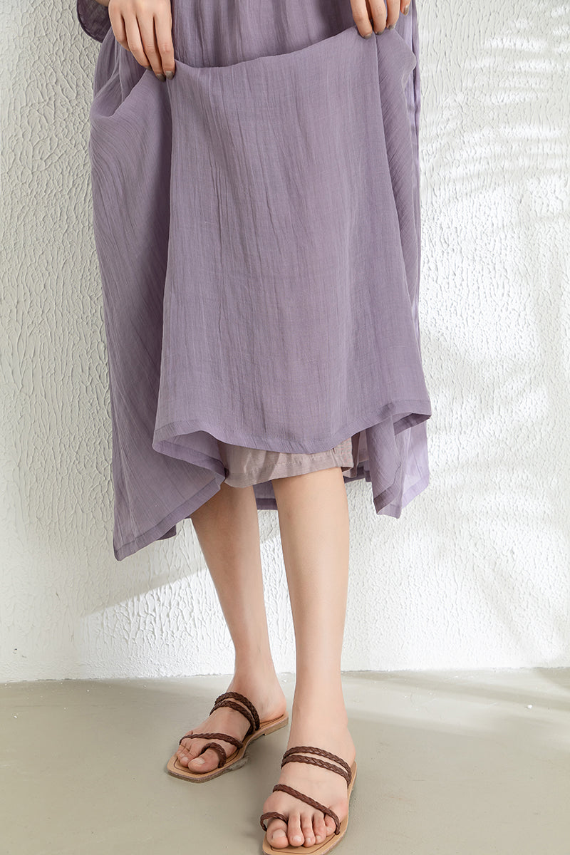 Women's Summer Loose Ramie Dress C3292