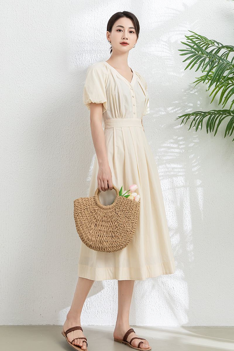 Women's V neck Midi Dress C3301