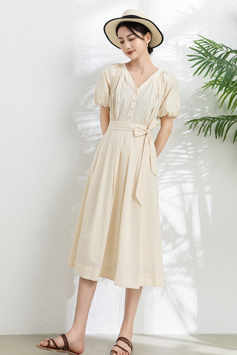 Women's V neck Midi Dress C3301