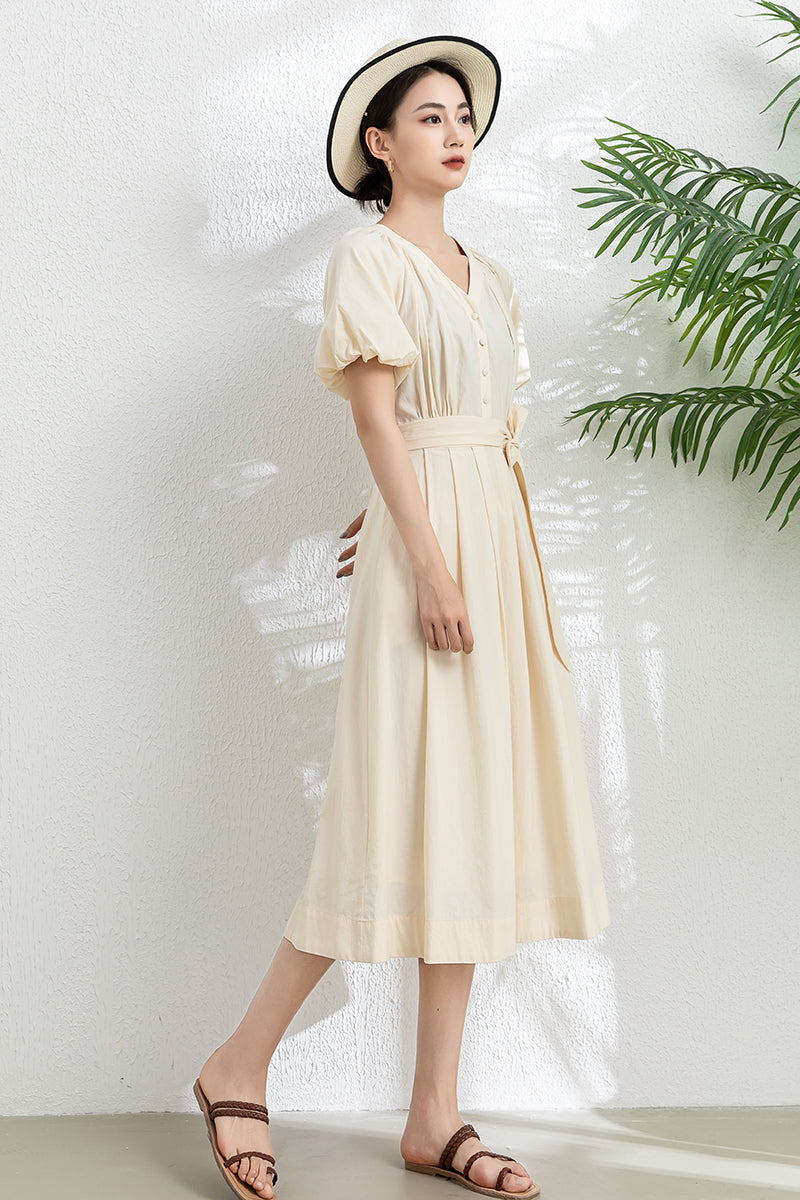 Women's V neck Midi Dress C3301