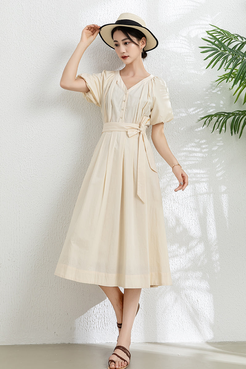 Women's V neck Midi Dress C3301