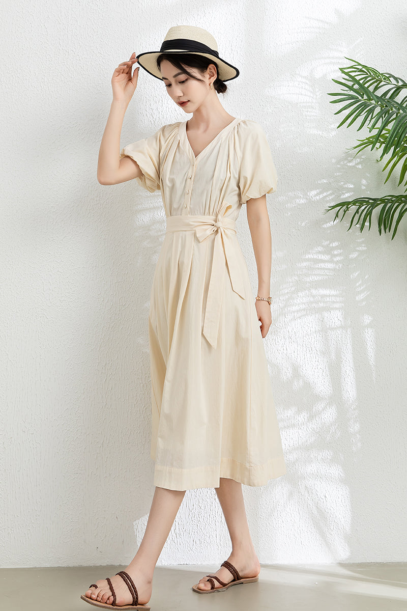 Women's V neck Midi Dress C3301