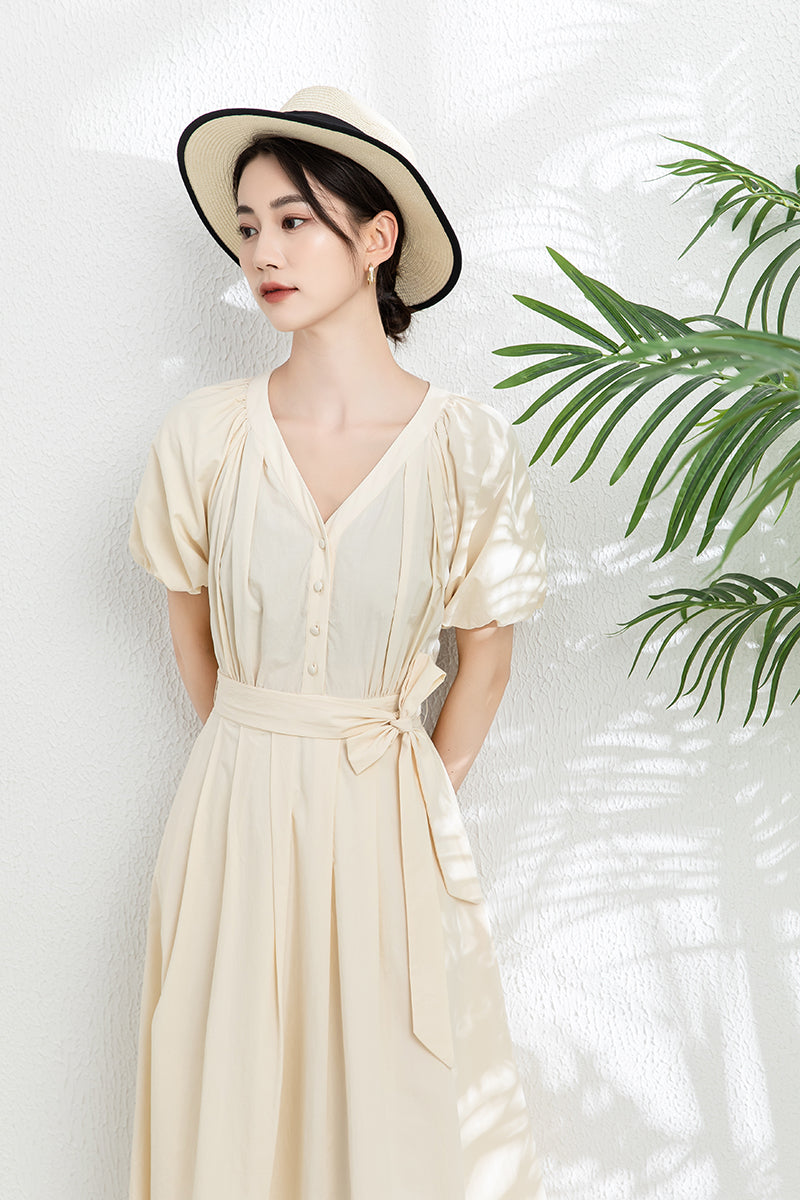 Women's V neck Midi Dress C3301