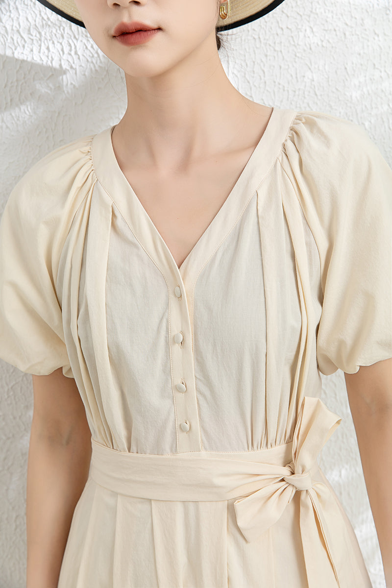 Women's V neck Midi Dress C3301