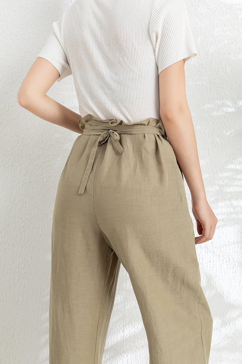 Wide Leg Long Linen Pants C3302