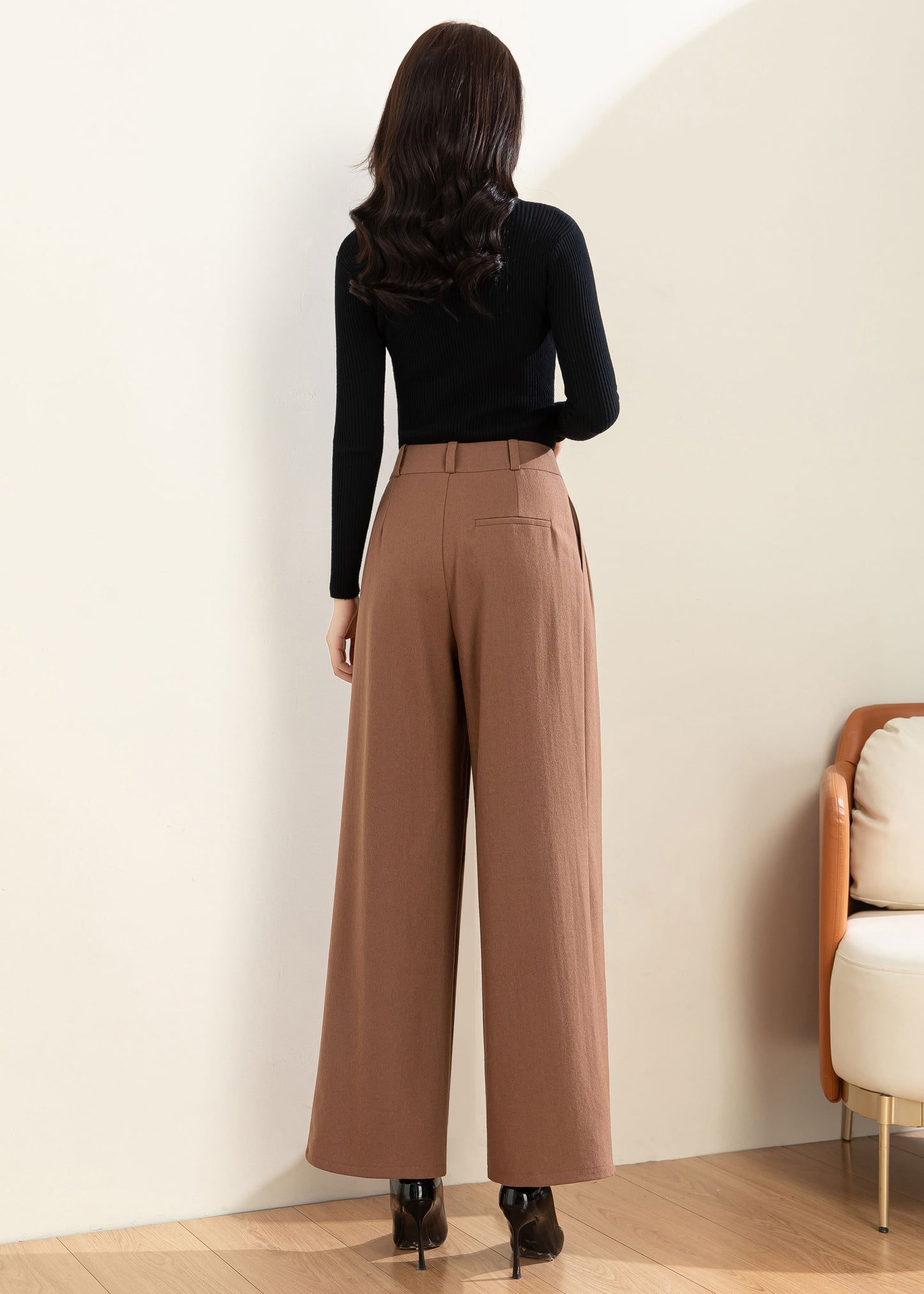 Wool Palazzo Pants, Pleated pants, Wool Pants Women C3599
