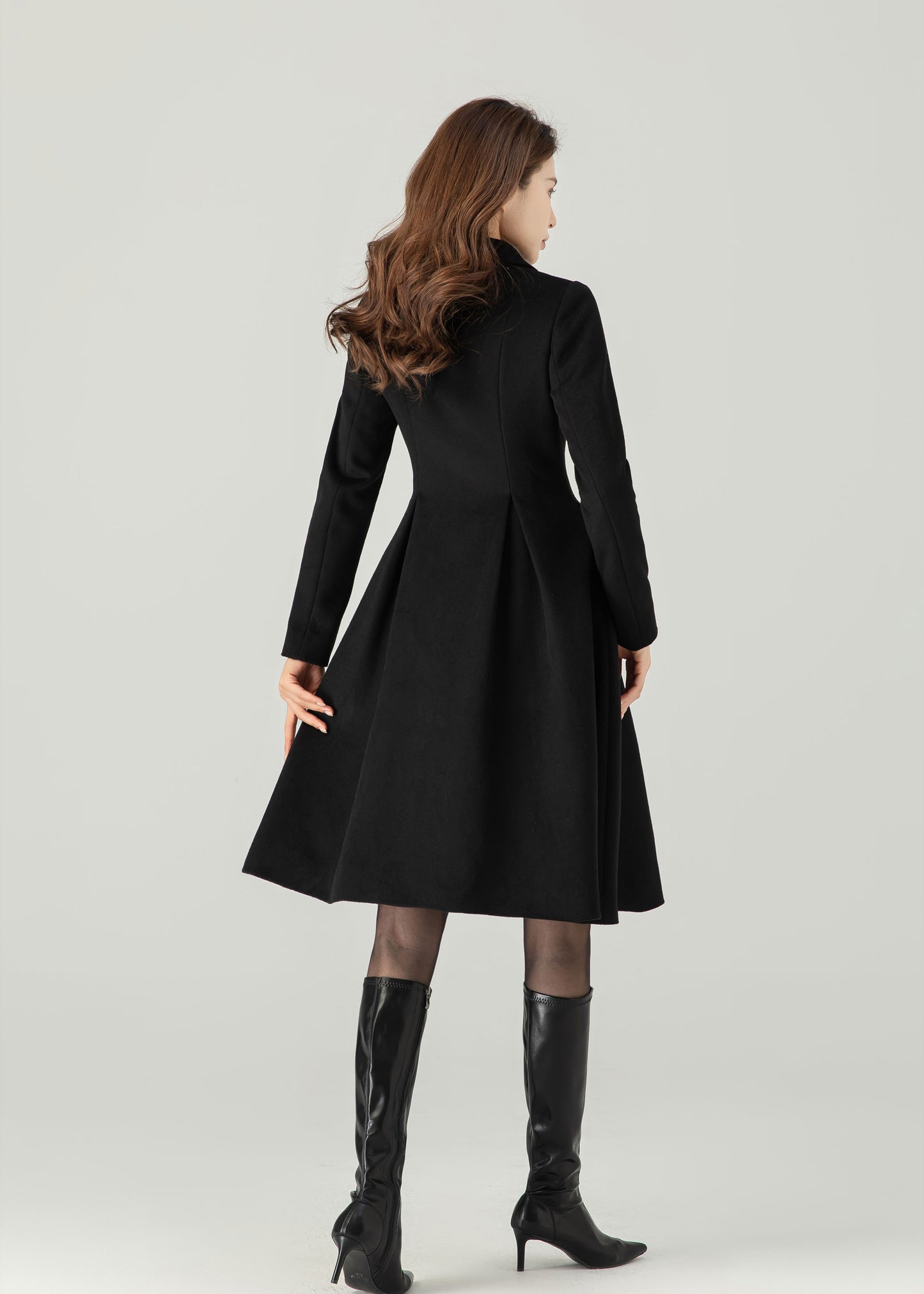 Black Wool Coat, Winter Wool Coat women C3702