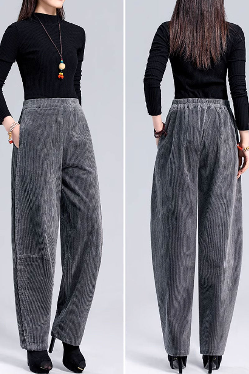 loose fitting winter corduroy pants women C3789