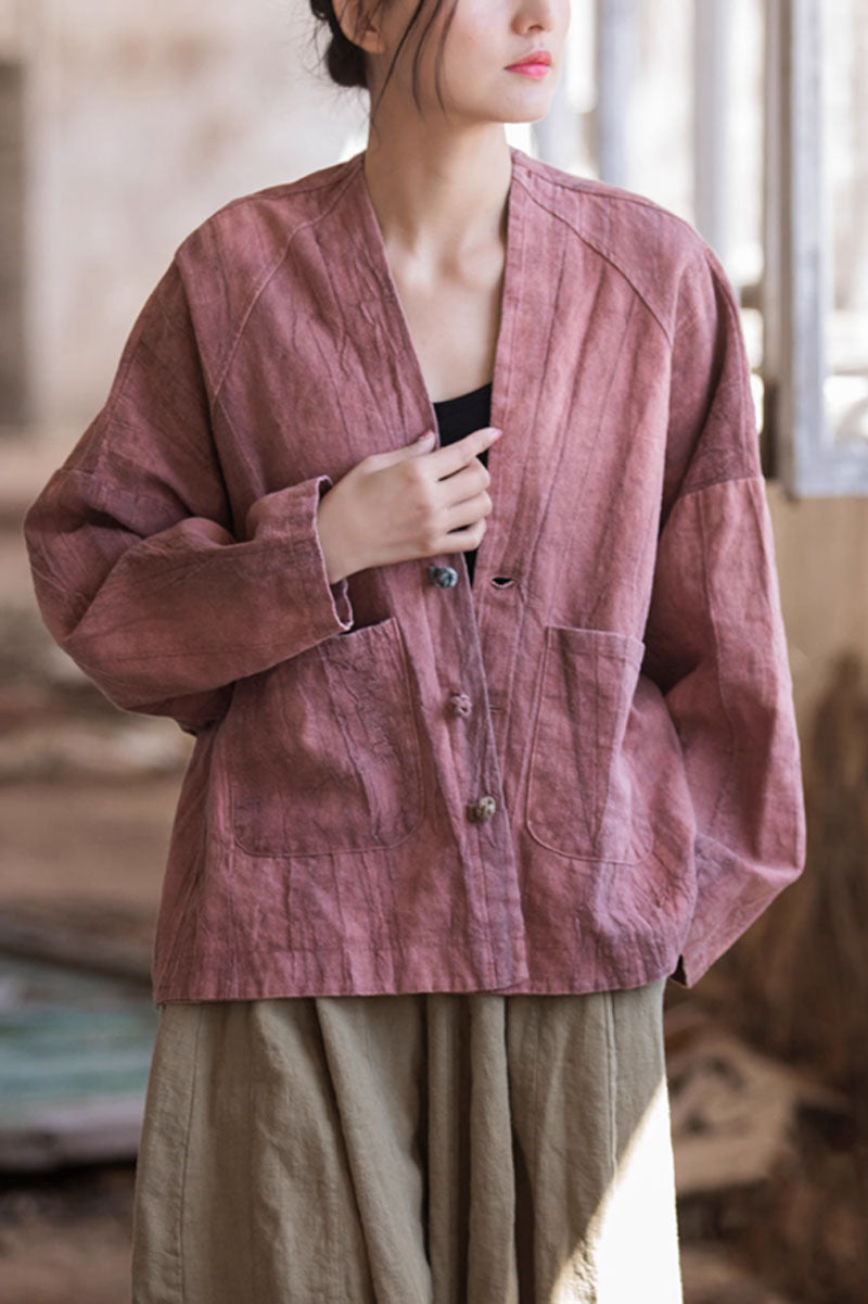 Spring womens linen shirt blouse C3846