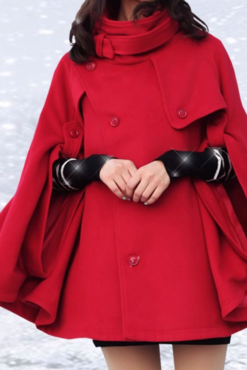 Plus size winter wool cape women C3673