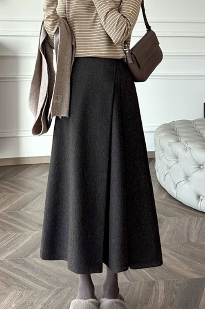 Long winter wool skirt women C3526