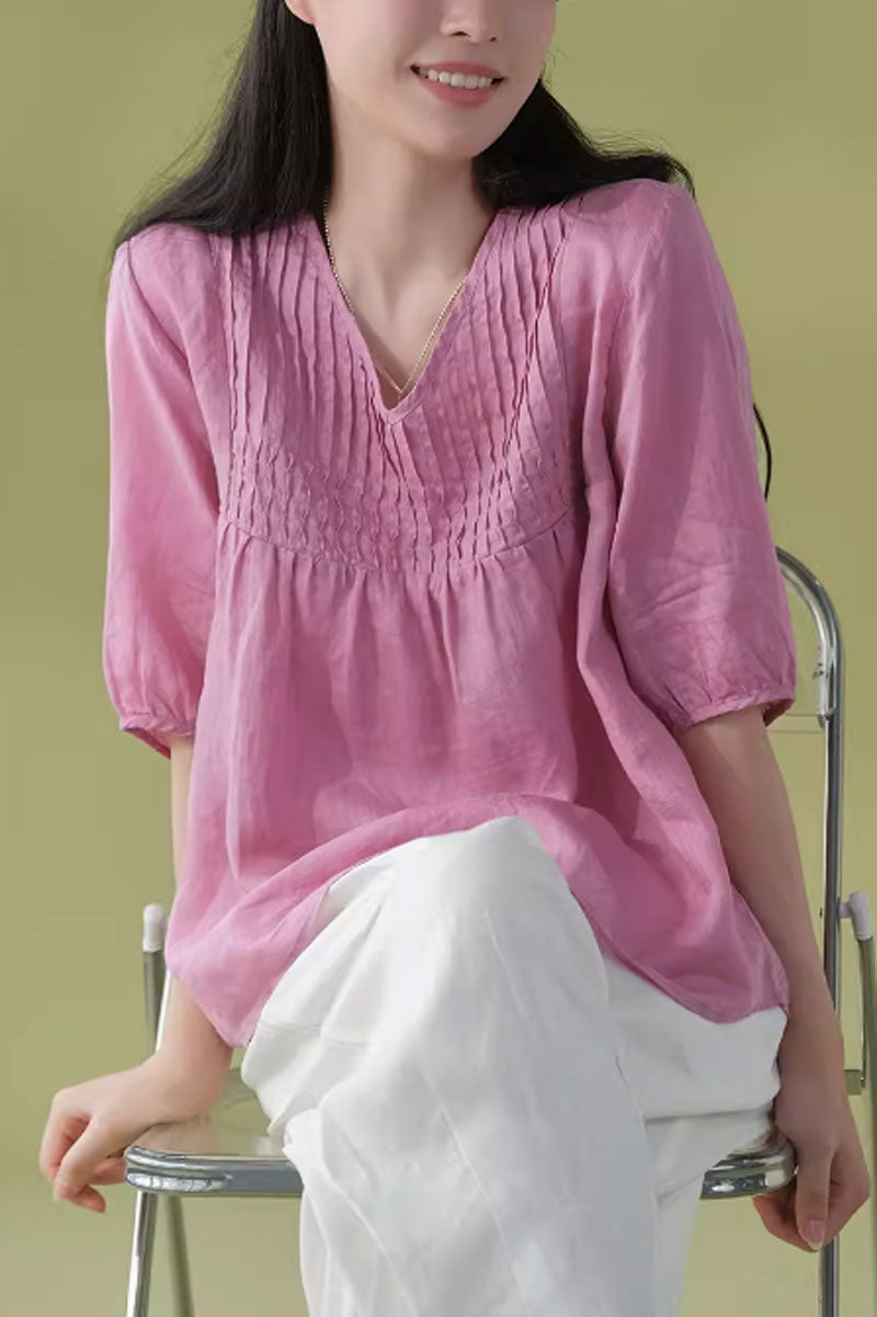 loose fitting linen blouse women C3851