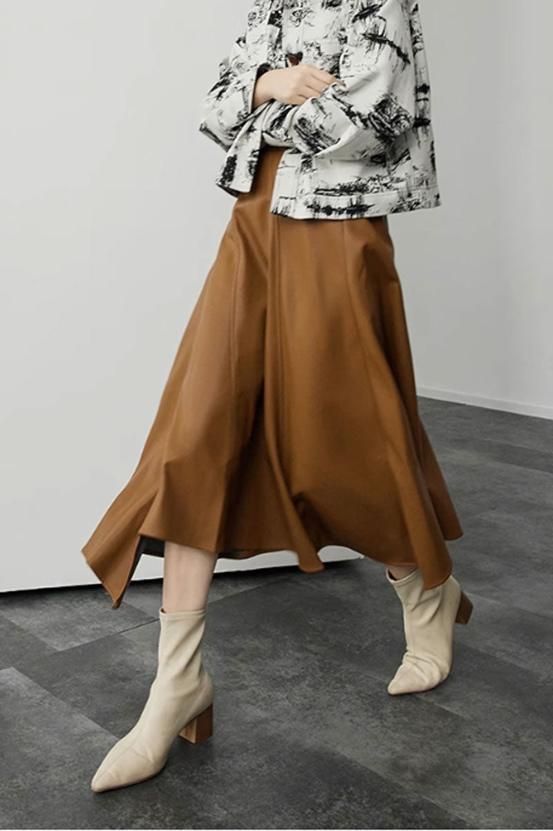 High waist winter PU skirt women C3520