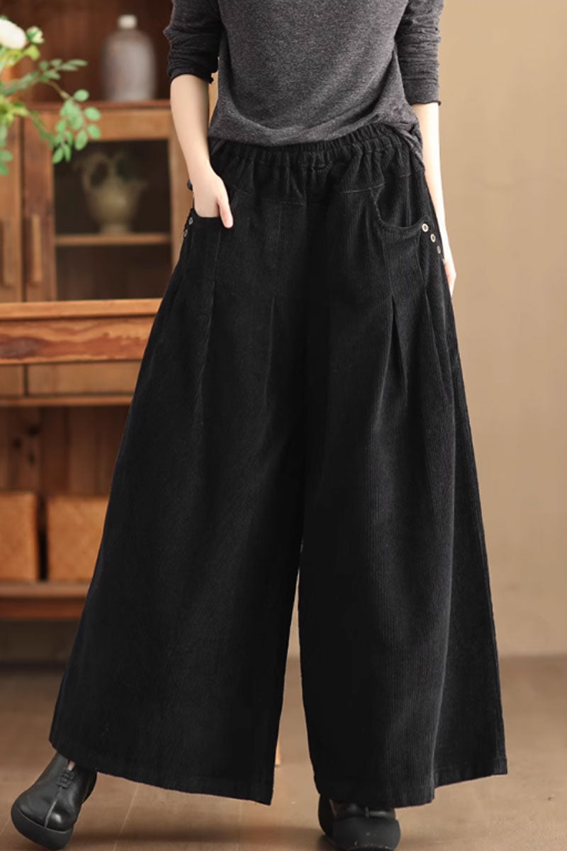 wide leg womens corduroy pants C3899