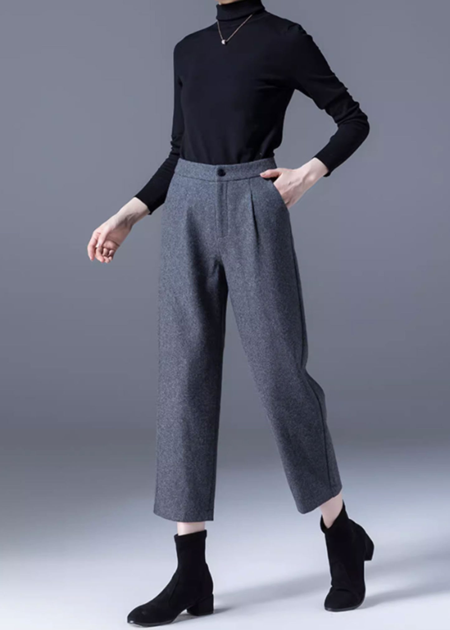 Wool Pants Women, Wide Leg Pants, Winter Wool Pants C3518