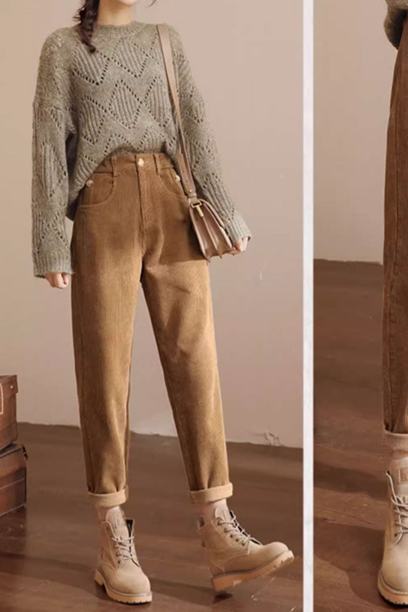 casual winter corduroy long pants women C3793