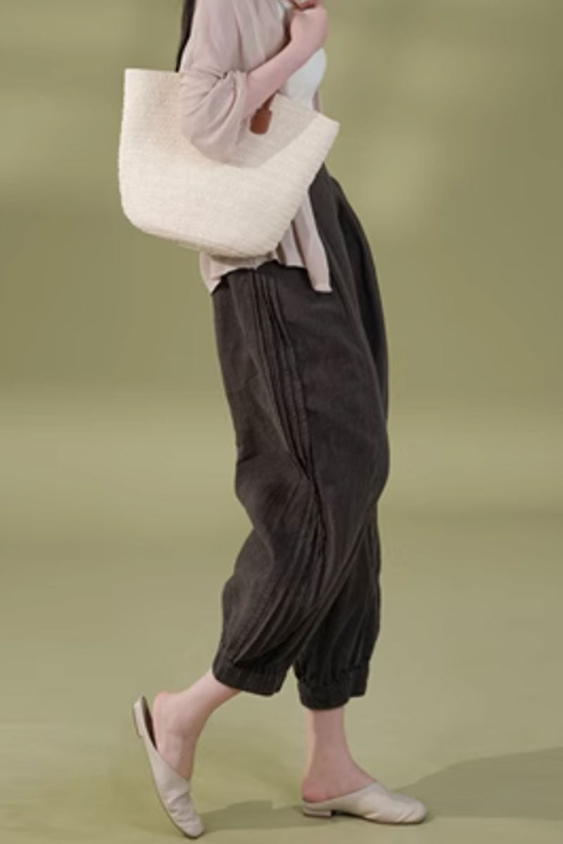 midi loose fitting summer linen pants  C3863