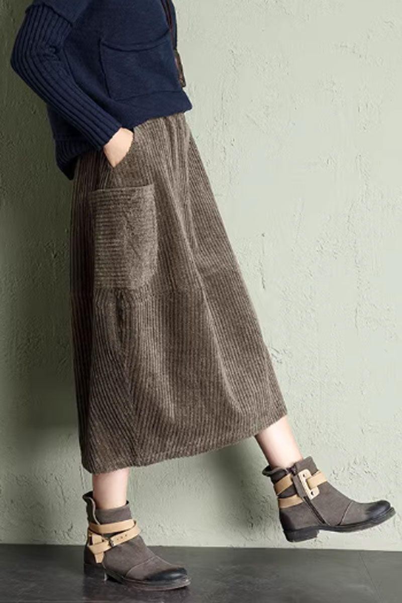 Women's spring/autumn corduroy midi skirt  C3904
