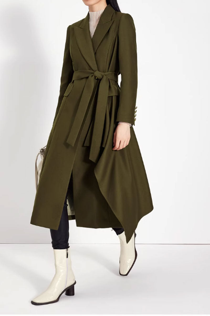 womens winter irregular wool coat with ruffle details C3835