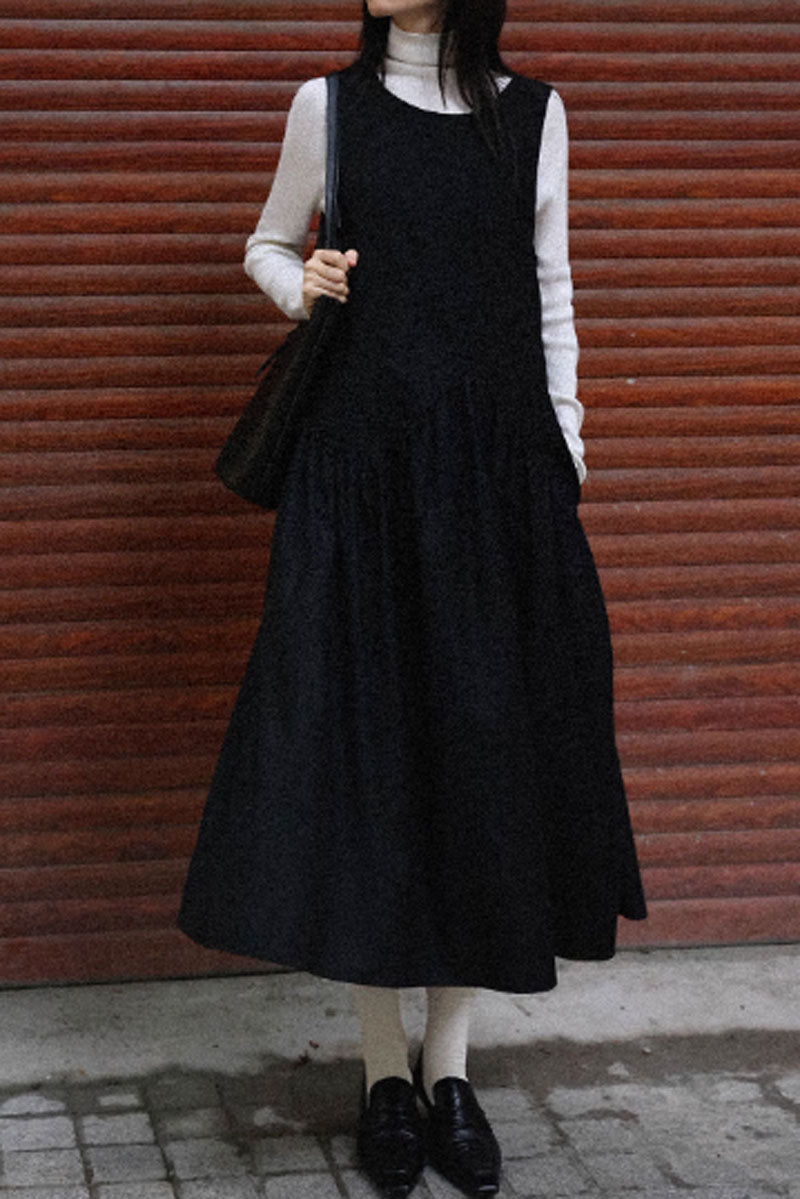 irregular womens sleeves wool dress C3828