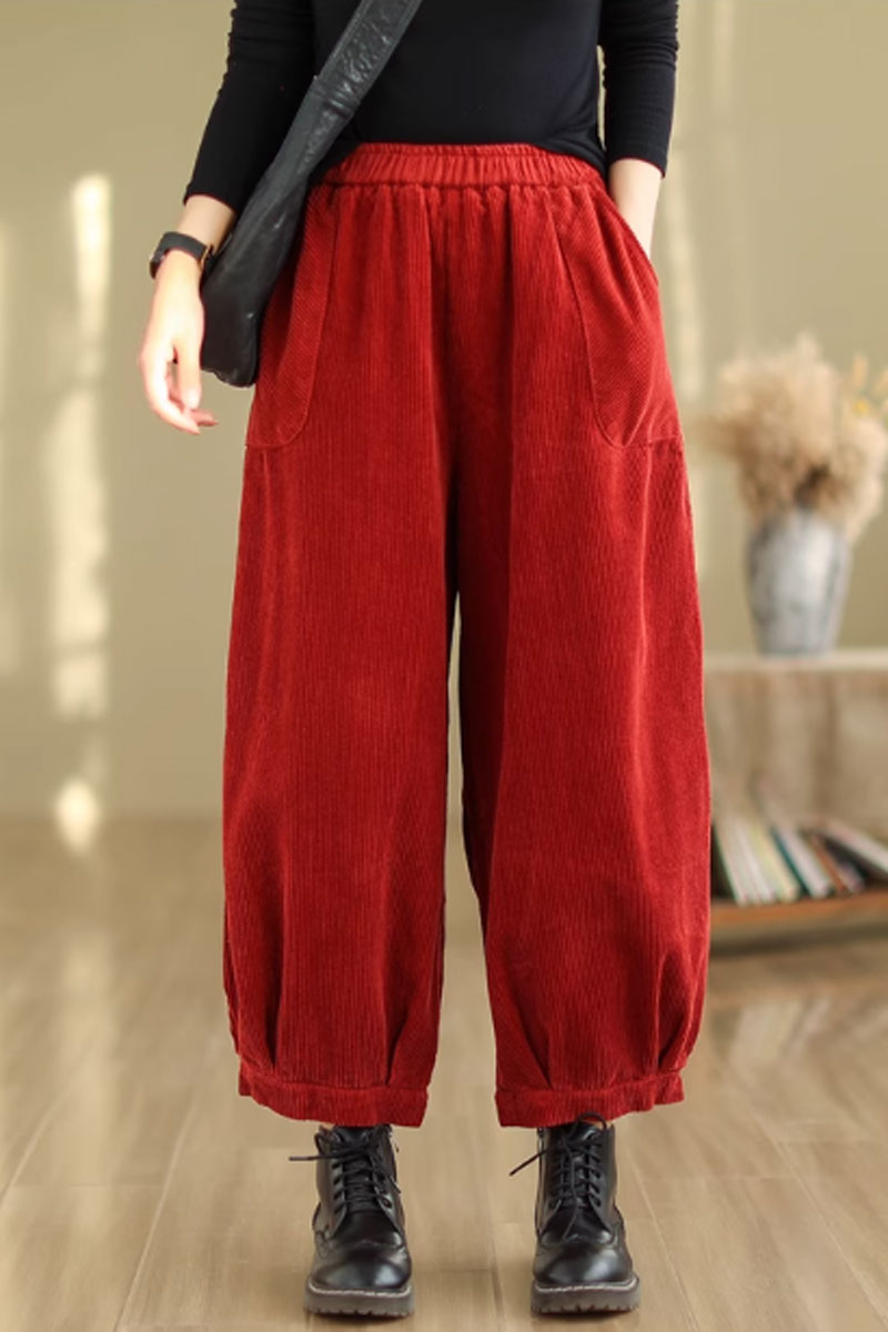 loose fitting corduroy pants for women C3815