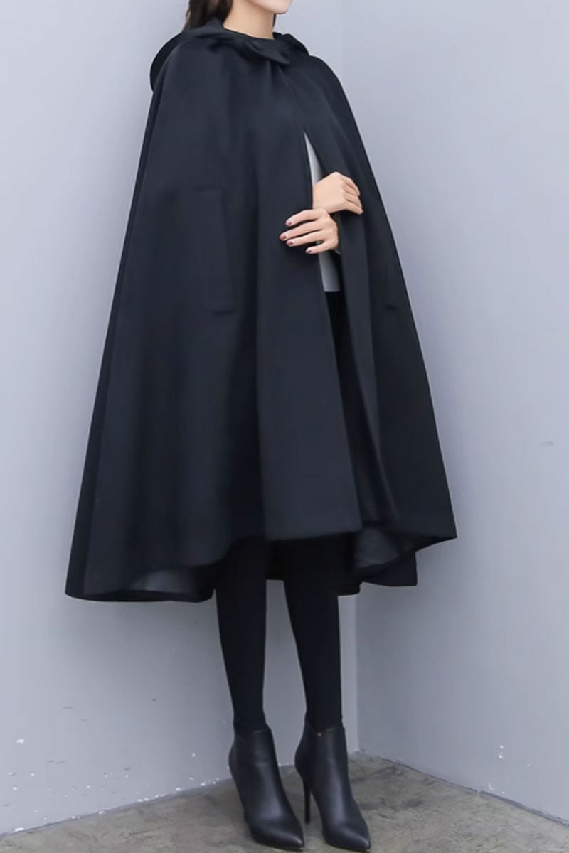 Halloween black winter wool cape C3649