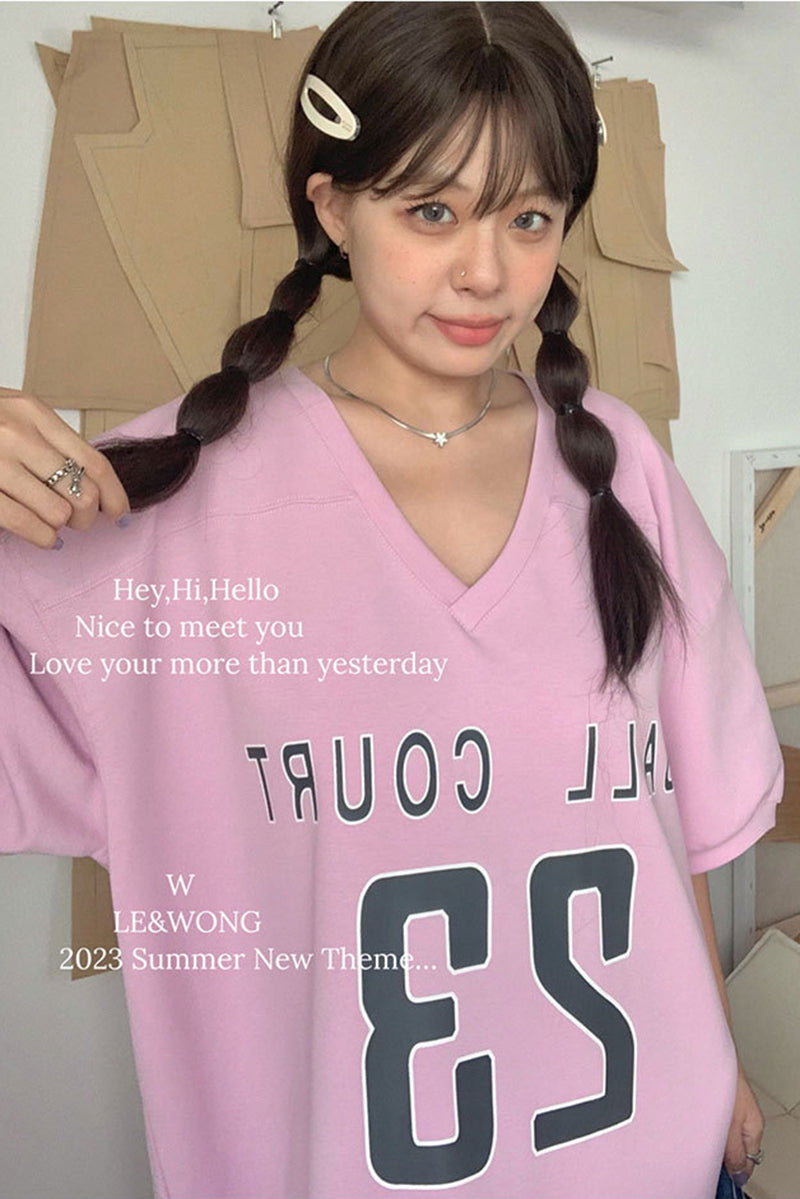 V-neck loose fitting casual T-shirt dress C3404