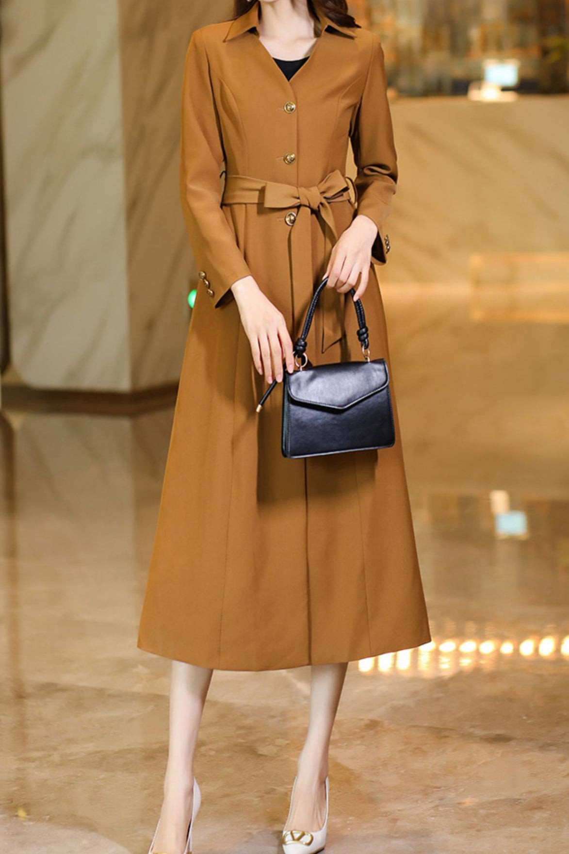 Women's Orange Autumn Wind Dress C3625