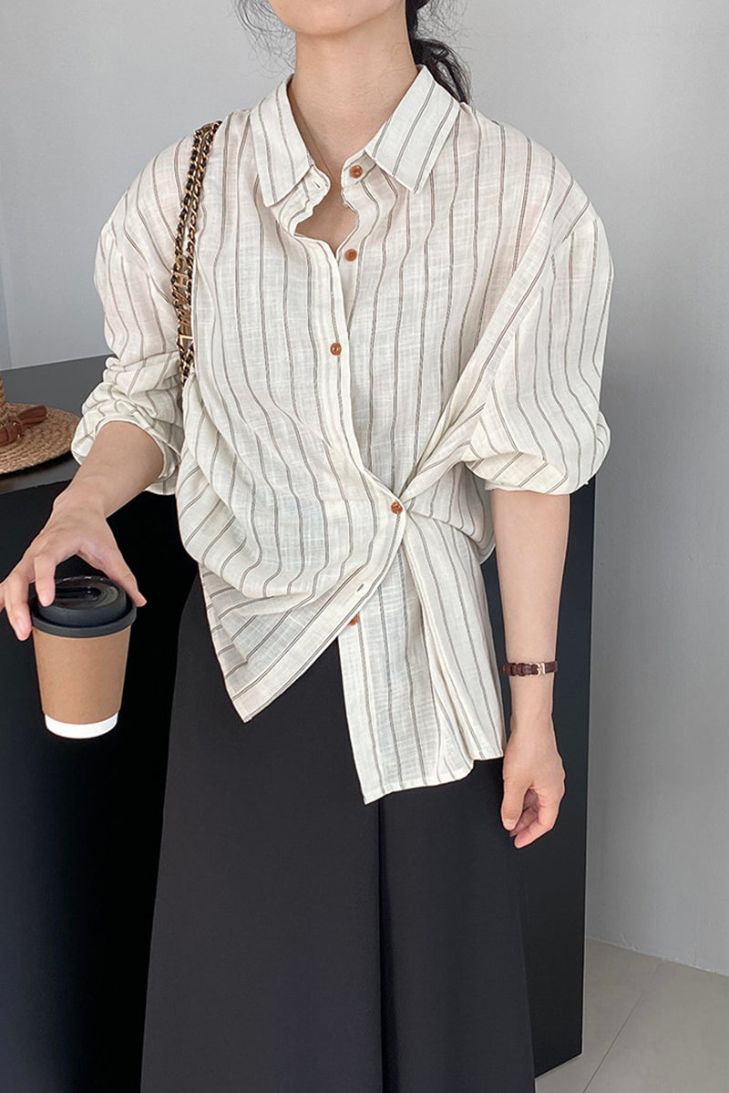 Irregular striped long sleeved shirt C3395