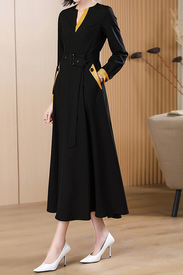 Women's Black Autumn Winter Dress C3626