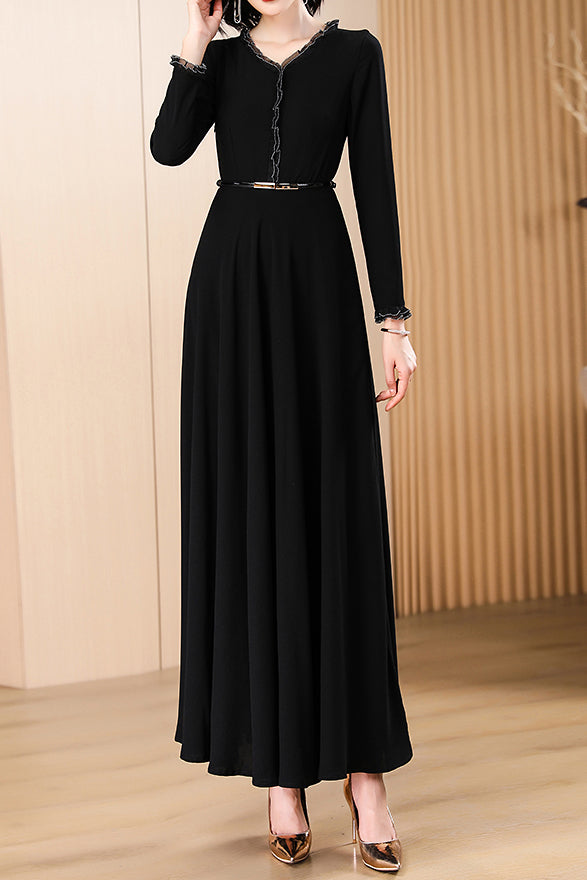Women's long sleeve black dress C3628