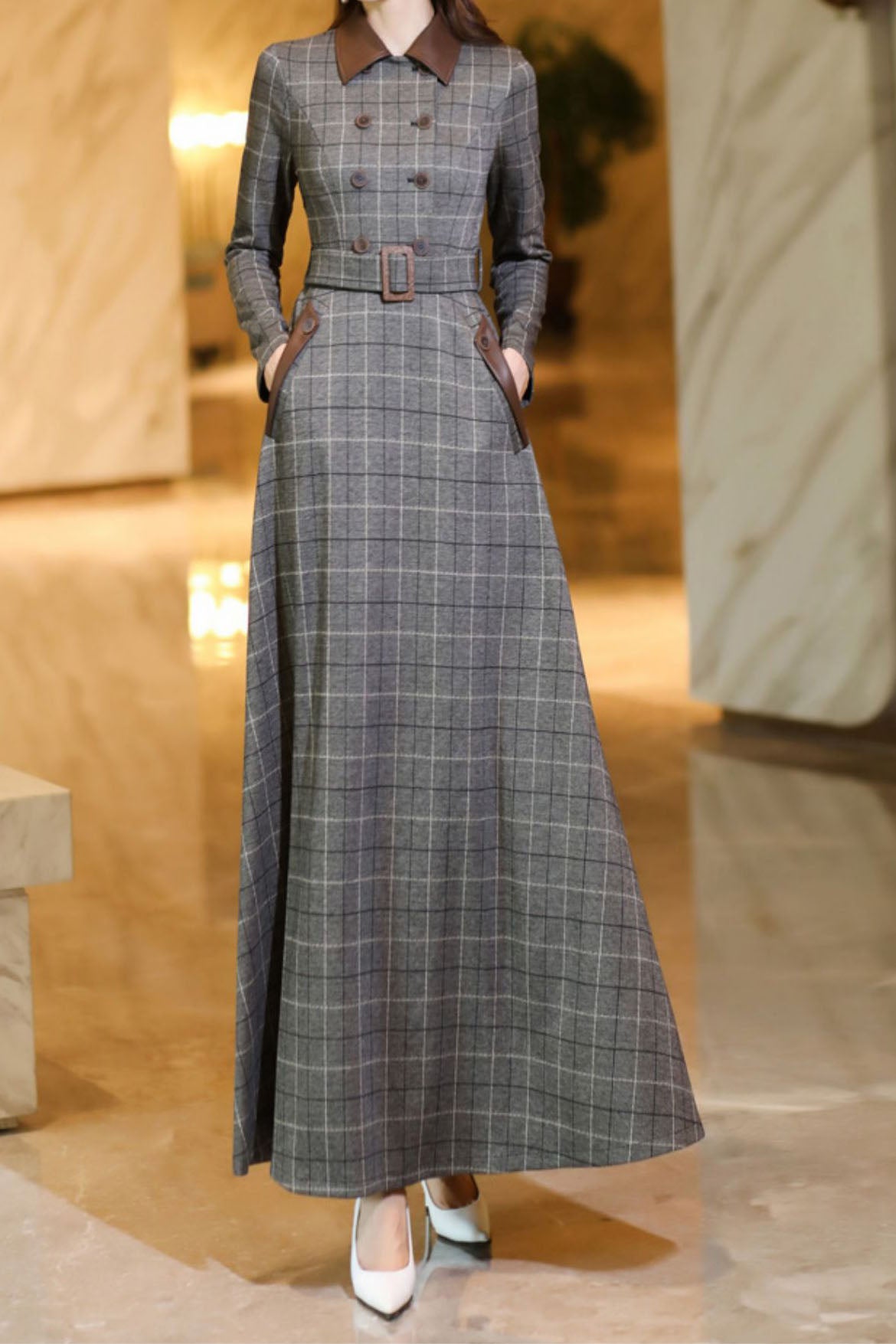 Women's Autumn Plaid Dress C3638