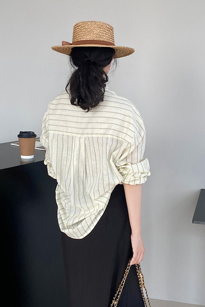 Irregular striped long sleeved shirt C3395
