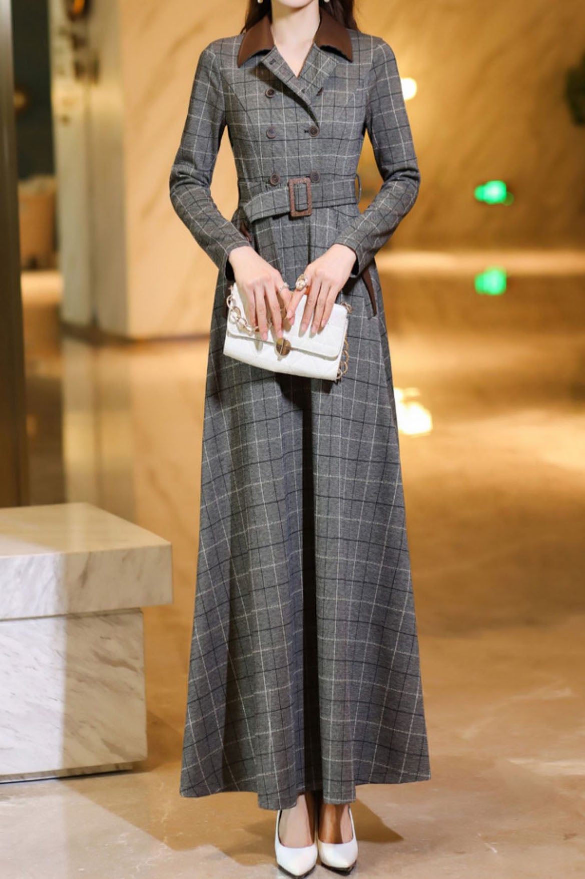 Women's Autumn Plaid Dress C3638