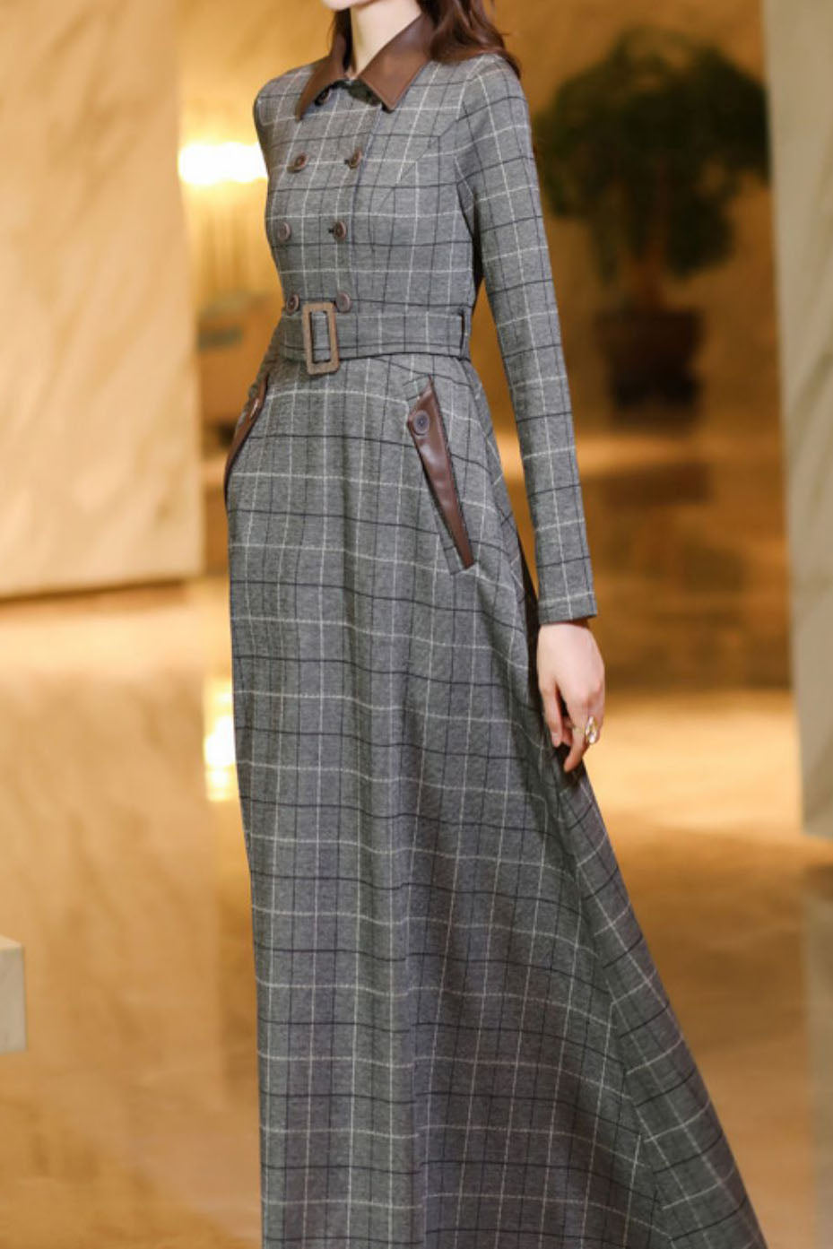 Women's Autumn Plaid Dress C3638
