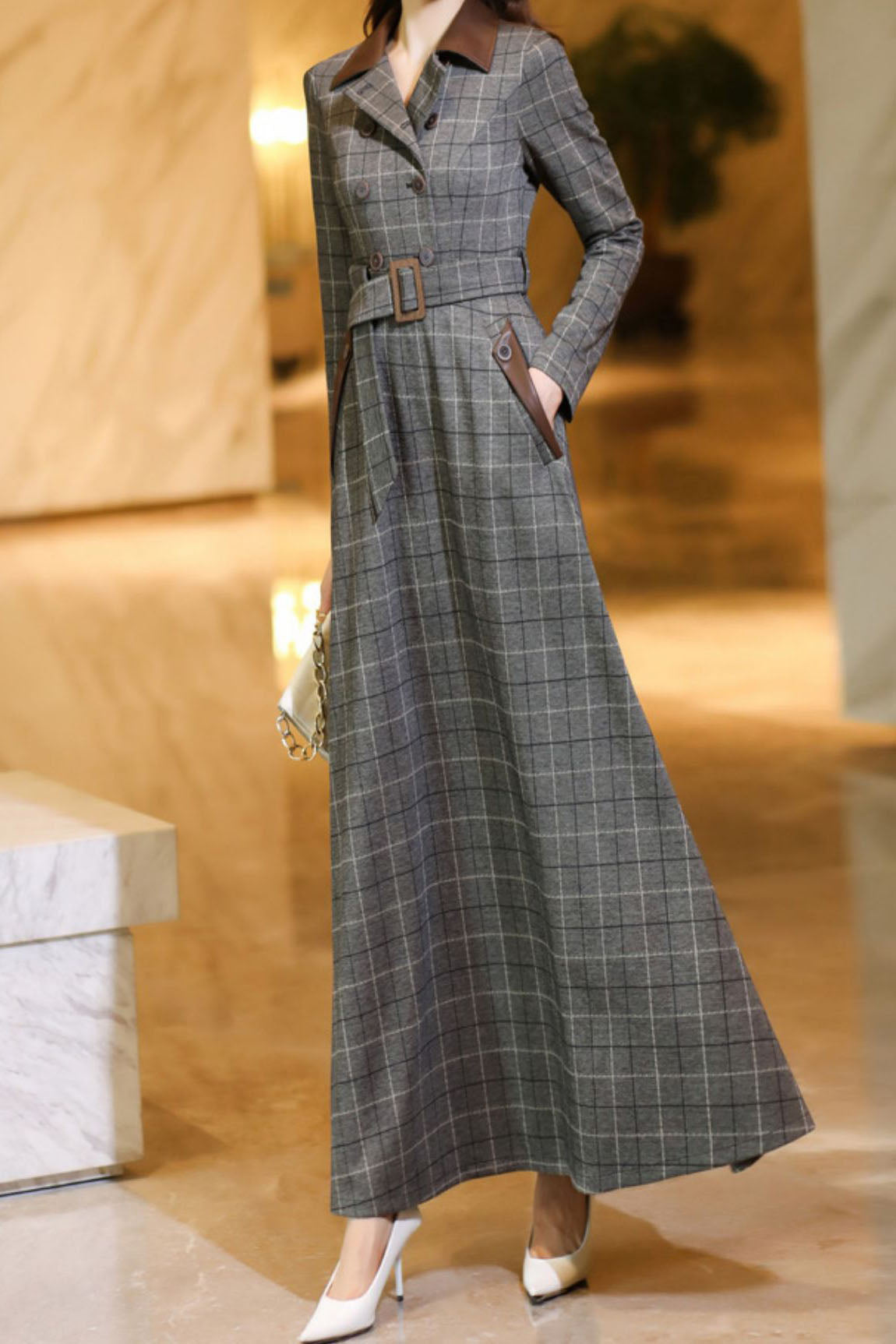 Women's Autumn Plaid Dress C3638