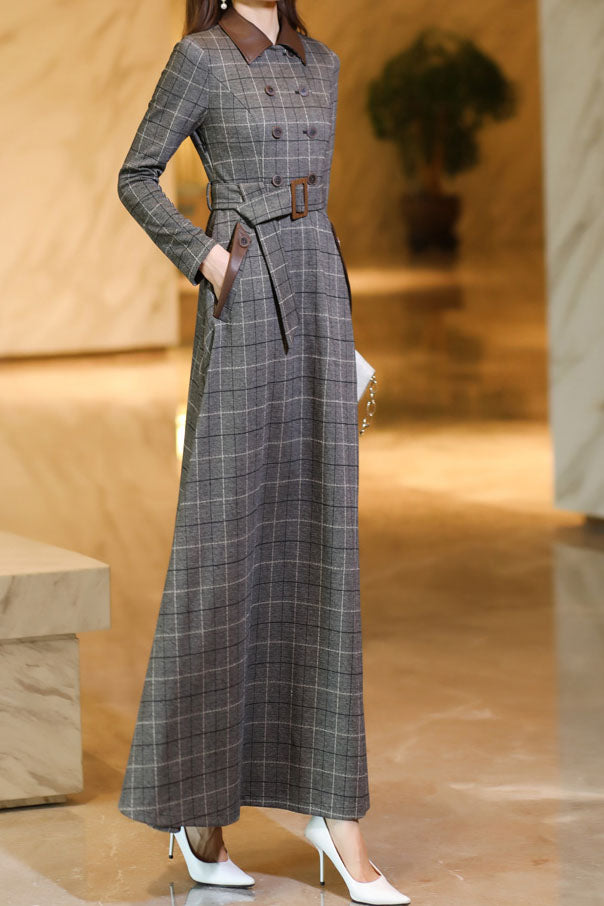 Women's Autumn Plaid Dress C3638