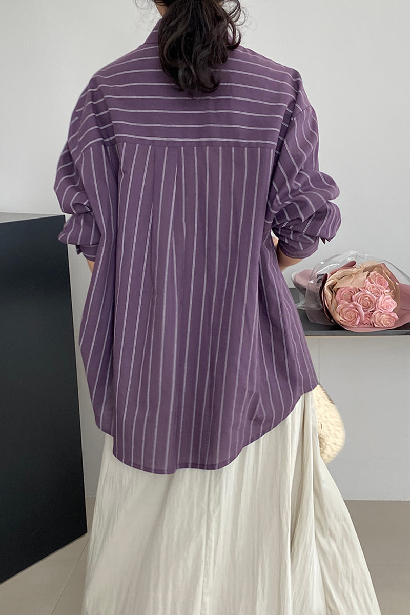 Irregular striped long sleeved shirt C3395