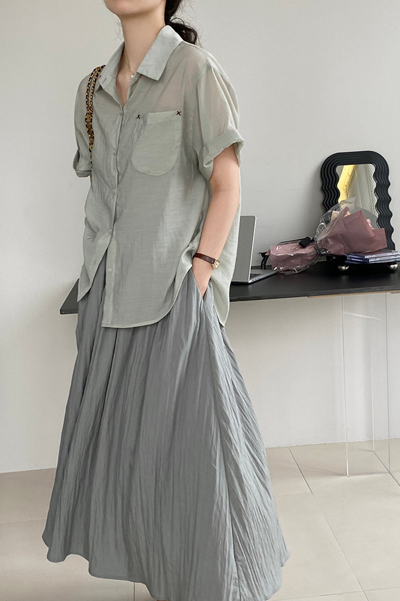 High waisted large swing skirt C3392