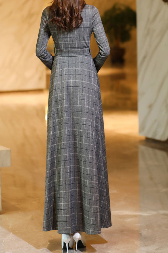 Women's Autumn Plaid Dress C3638