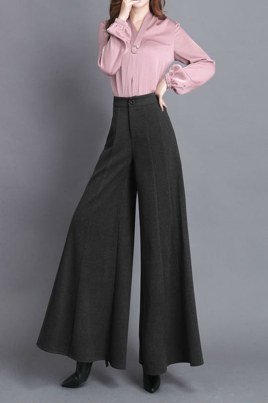 Copy of Long Wide Leg Wool Pants C3045,Size S #CK2300025