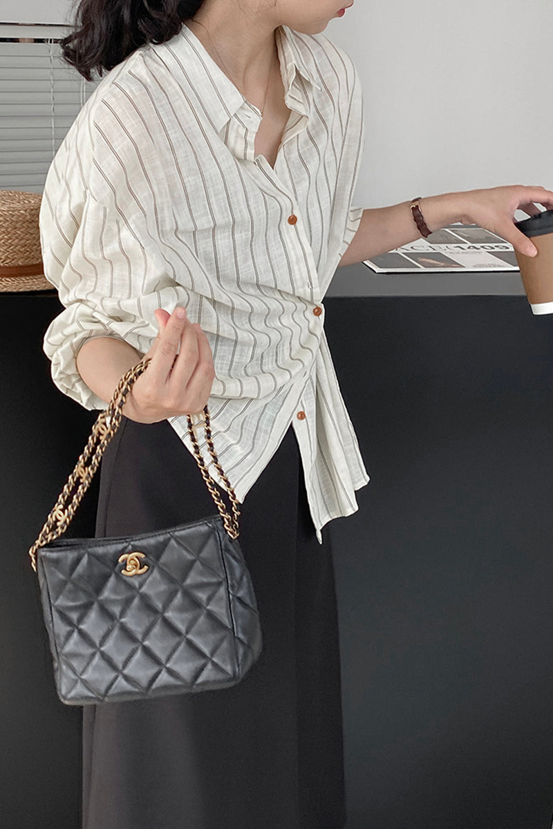 Irregular striped long sleeved shirt C3395