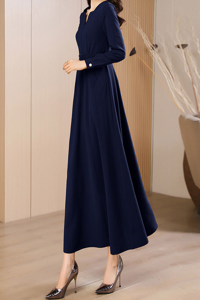 Women's Autumn Navy Blue long dress C3642